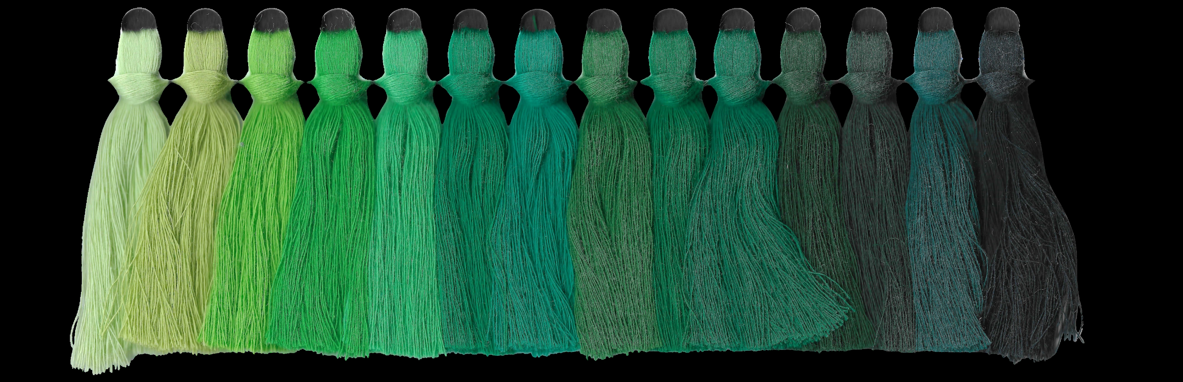 Yarn swatches for teals & jades