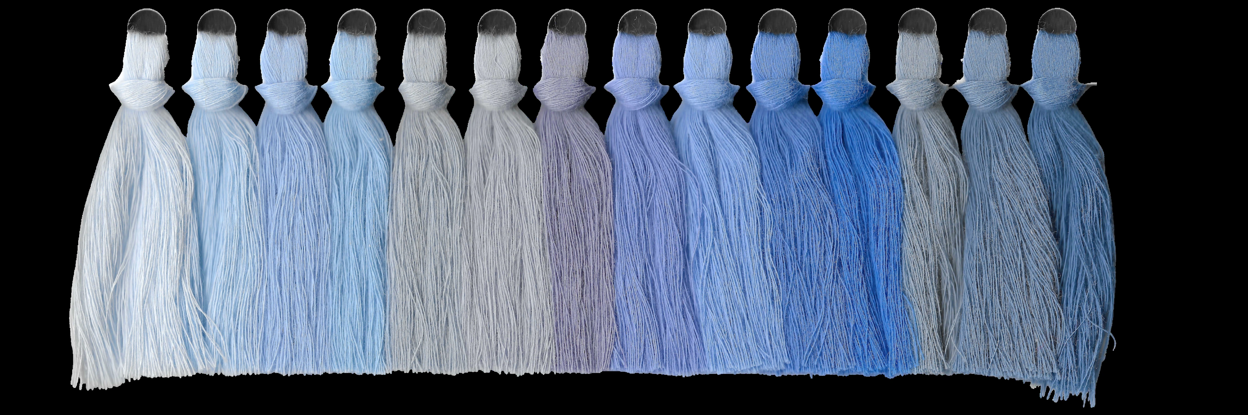 Yarn swatches for sky & aqua